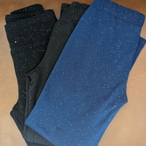 NWOT Girls cozy, fleece lined sparkle leggings